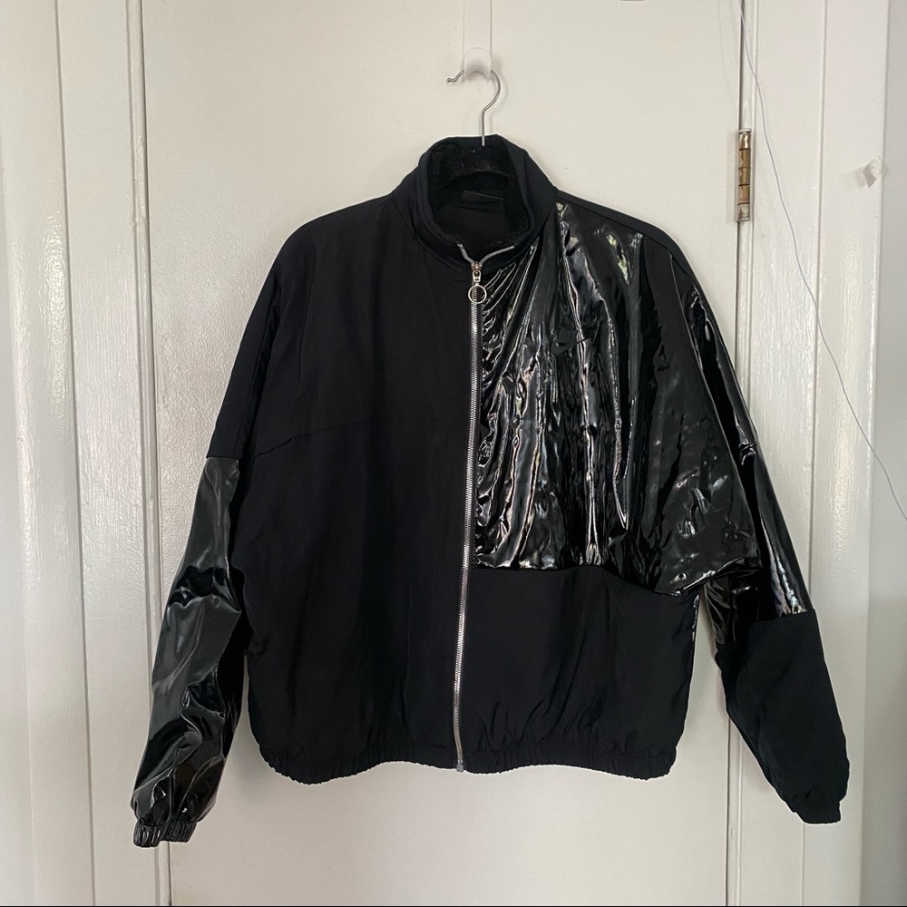 Nike Black Bomber jacket with fleece collar sz m